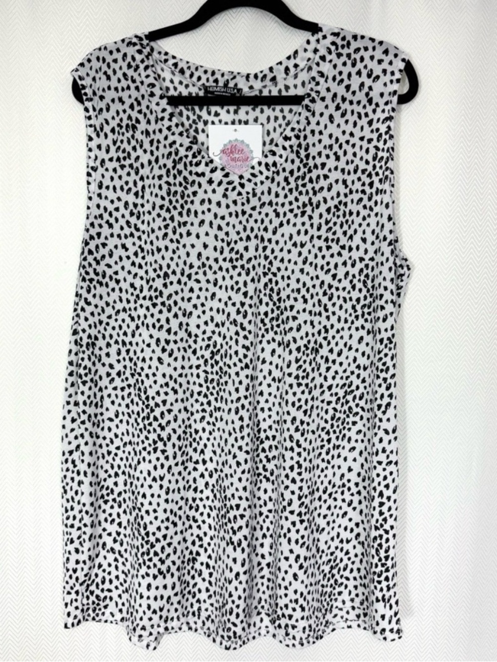 NWT Heimish Black and White Leopard Print Sleeveless Top Size 2X